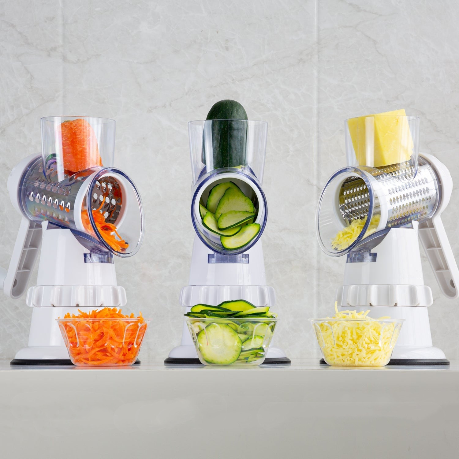 3-in-1 Vegetable Slicer – Manual Cutter, Grater & Shredder - Image 2