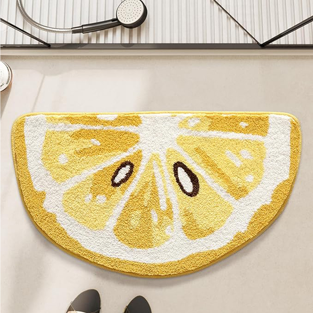 Lemon Shaped Bathroom Rug – Non-Slip Absorbent Microfiber Bath Mat - Image 5
