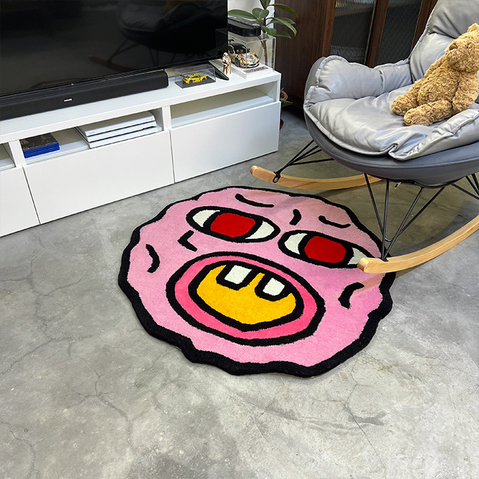 Handmade Round Cartoon Rug – Decorative Circular Floor Mat for Home - Image 4