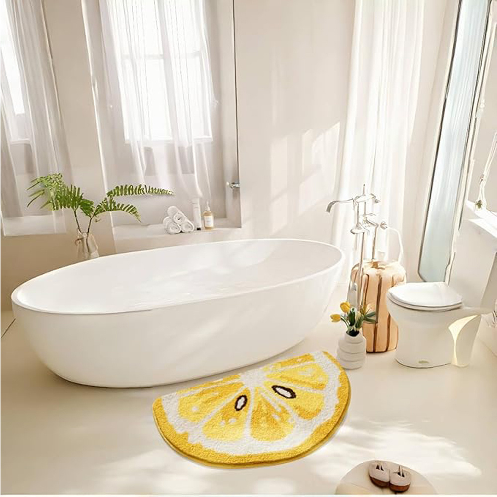 Lemon Shaped Bathroom Rug – Non-Slip Absorbent Microfiber Bath Mat - Image 4